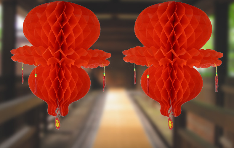 Folding round Honeycomb Lantern Red Wedding and Wedding Celebration Supplies Small Chinese Lantern Spring Festival