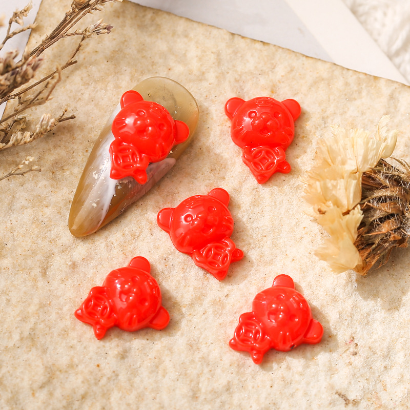 New Year Manicure Tiger Chinese Red Year of the Tiger Festive Lantern Chinese Knot Ping An Fu Character Resin Small Size Nail Jewelry New Year Manicure Tiger Chinese Red Year of the Tiger Festive Lantern Chinese Knot Ping An Fu Character Resin Small Size Nail Jewelry