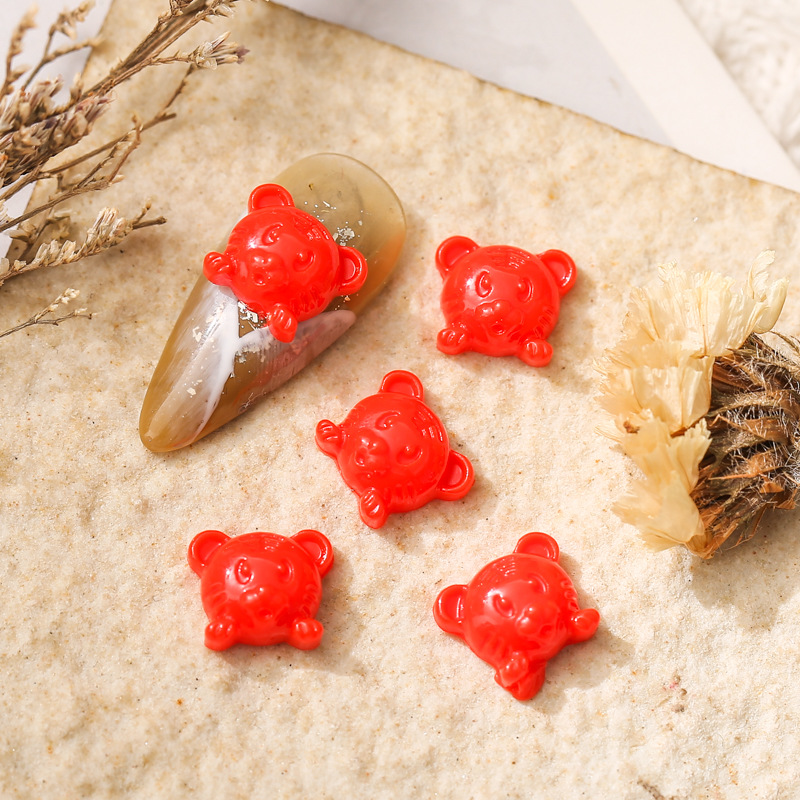 New Year Manicure Tiger Chinese Red Year of the Tiger Festive Lantern Chinese Knot Ping An Fu Character Resin Small Size Nail Jewelry New Year Manicure Tiger Chinese Red Year of the Tiger Festive Lantern Chinese Knot Ping An Fu Character Resin Small Size Nail Jewelry