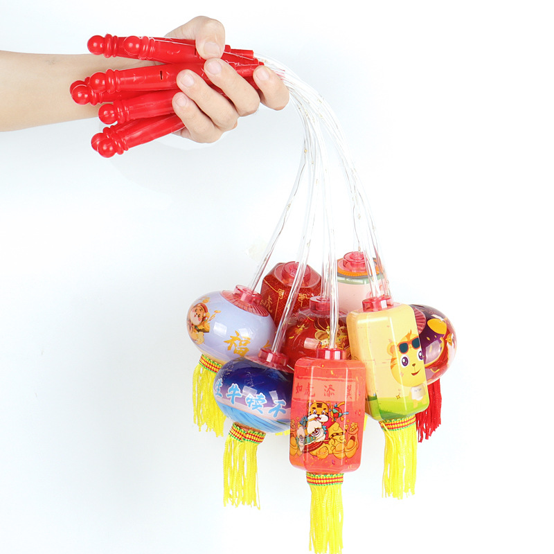 Internet Celebrity Luminous Portable Chinese Zodiac Tiger Lantern Lantern Lantern Festival Temple Fair Lantern Night Market Stall Push Hot Flash Toy