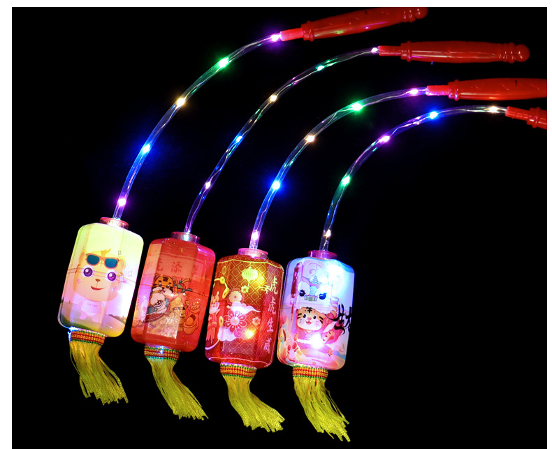 Internet Celebrity Luminous Portable Chinese Zodiac Tiger Lantern Lantern Lantern Festival Temple Fair Lantern Night Market Stall Push Hot Flash Toy