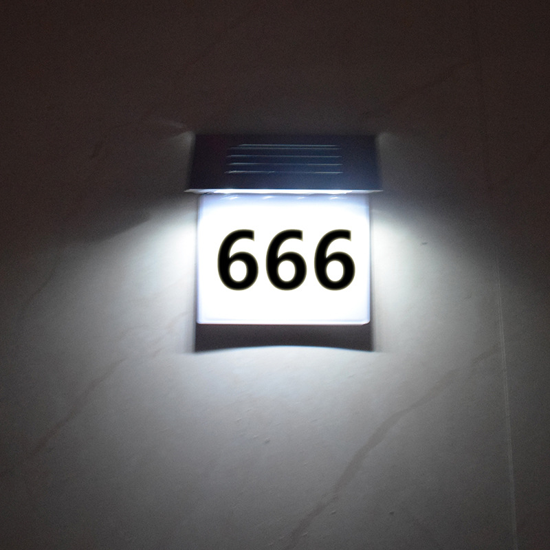 Amazon Cross-Border Solar Digital Doorplate Lamp 4led Household Corridor Wall Garden Lamp Number Light Indicator Light