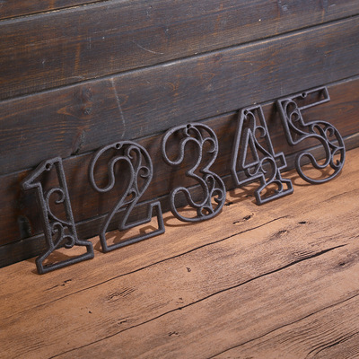 American Industrial Cast Iron Digital Wall Decoration Cafe Bar Restaurant DIY Doorplate Table Card Phone Number Sign
