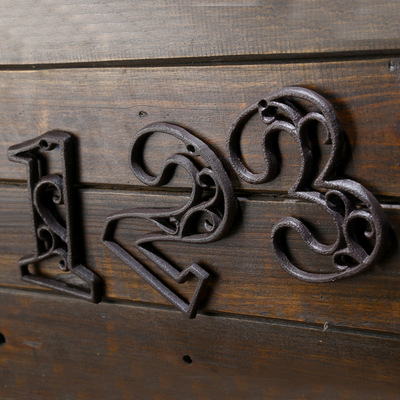 American Industrial Cast Iron Digital Wall Decoration Cafe Bar Restaurant DIY Doorplate Table Card Phone Number Sign
