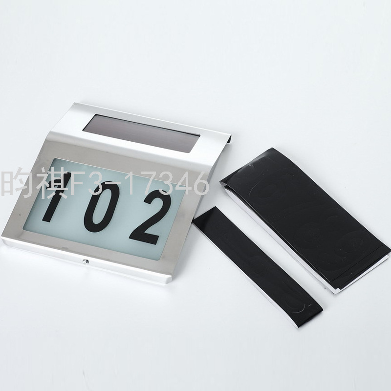 Led Stainless Steel Waterproof Solar Powered Doorplate Light Wall-Mounted Number Plate Address Indicator Digital Light