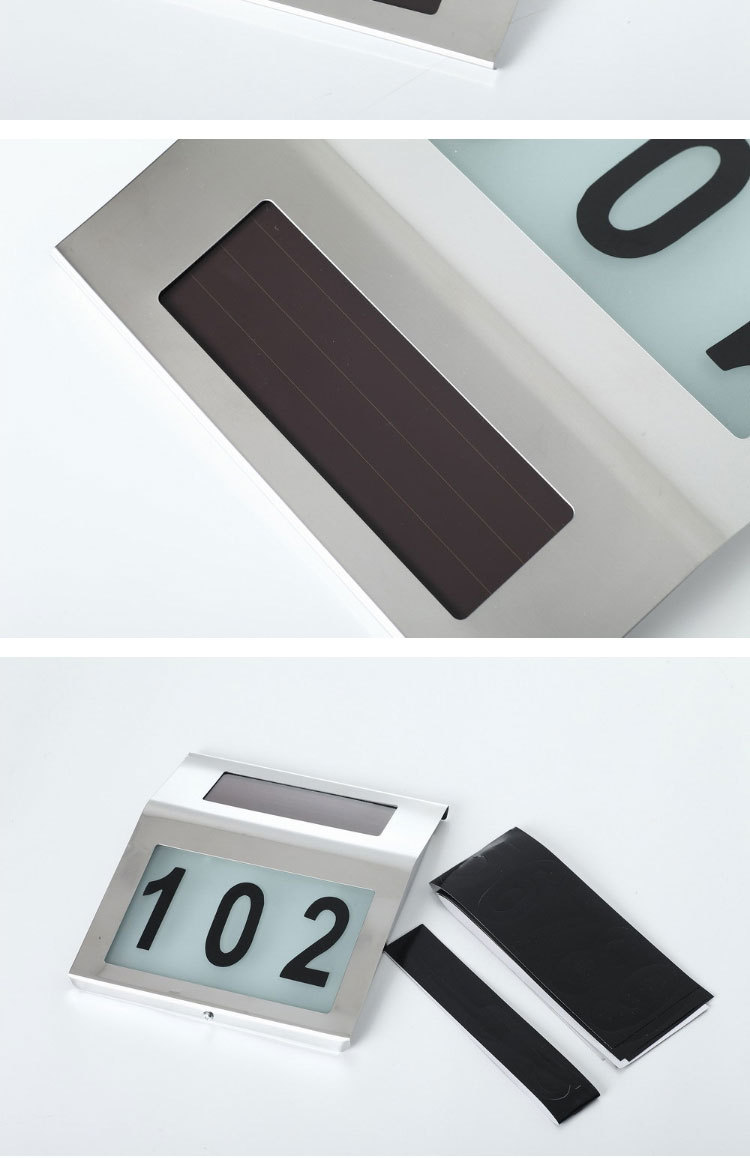 Led Stainless Steel Waterproof Solar Powered Doorplate Light Wall-Mounted Number Plate Address Indicator Digital Light Led Stainless Steel Waterproof Solar Powered Doorplate Light Wall-Mounted Number Plate Address Indicator Digital Light