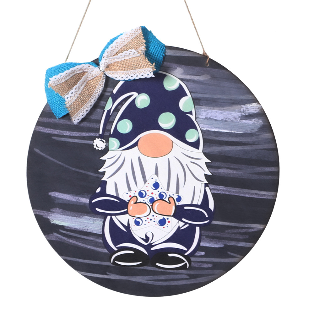 Exclusive For Cross-Border Wooden Decorated Hangtag Faceless Doll Home Wooden Door Hanging Dwarf Dwarf Creative Doorplate