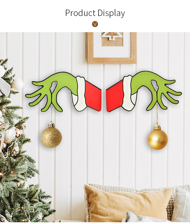 Cross-Border New Christmas Decoration Christmas Wooden Door Hanging Doorplate Christmas Grinch Garland Home Mall Decorations Cross-Border New Christmas Decoration Christmas Wooden Door Hanging Doorplate Christmas Grinch Garland Home Mall Decorations