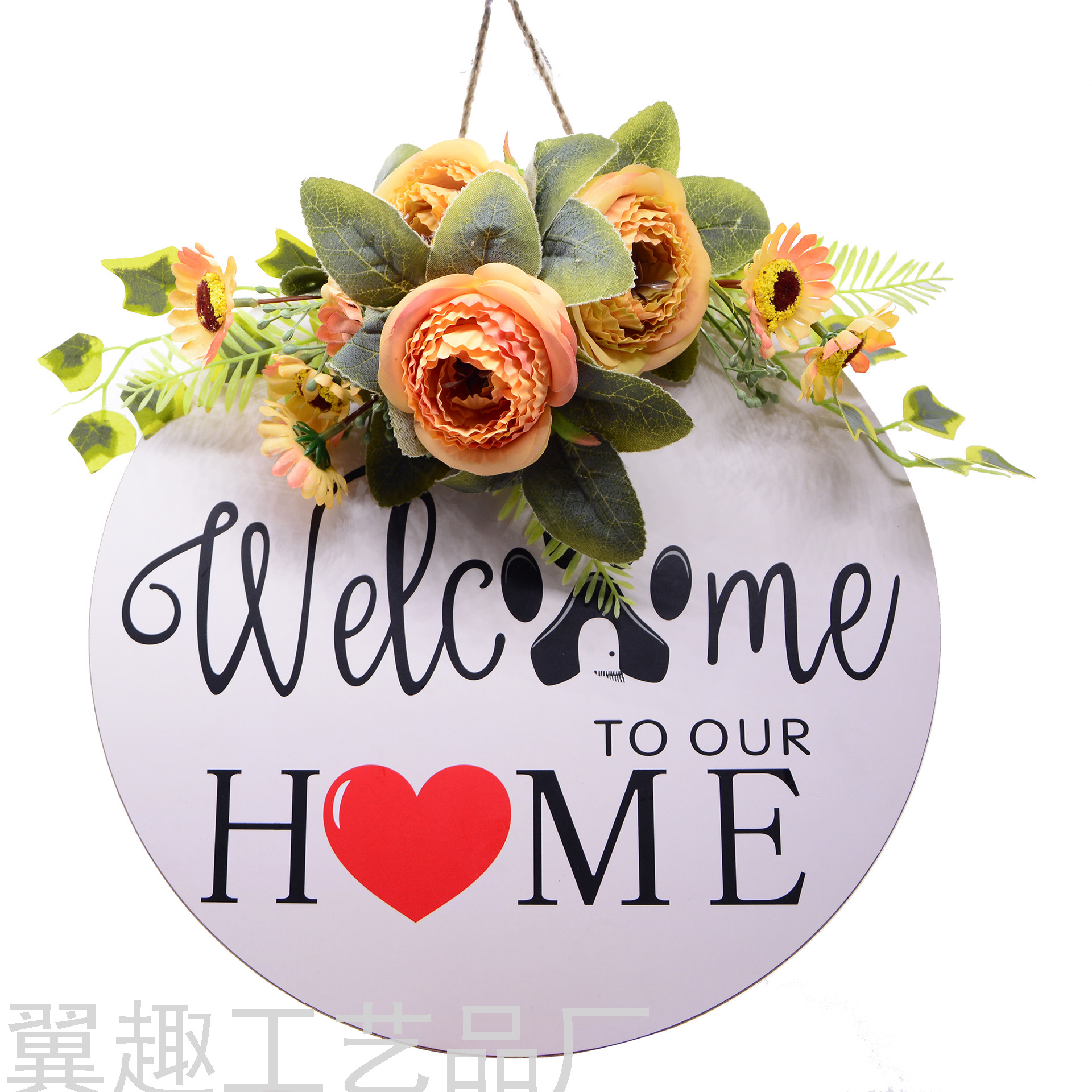 Welcome Wooden Doorplate Home Nordic Ins Home Decorations round Welcome Wooden Board Home