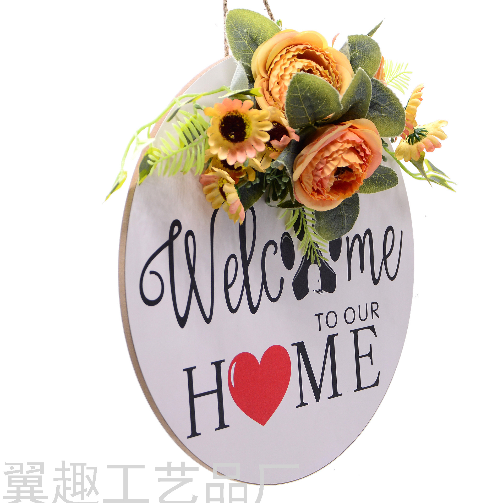 Welcome Wooden Doorplate Home Nordic Ins Home Decorations round Welcome Wooden Board Home