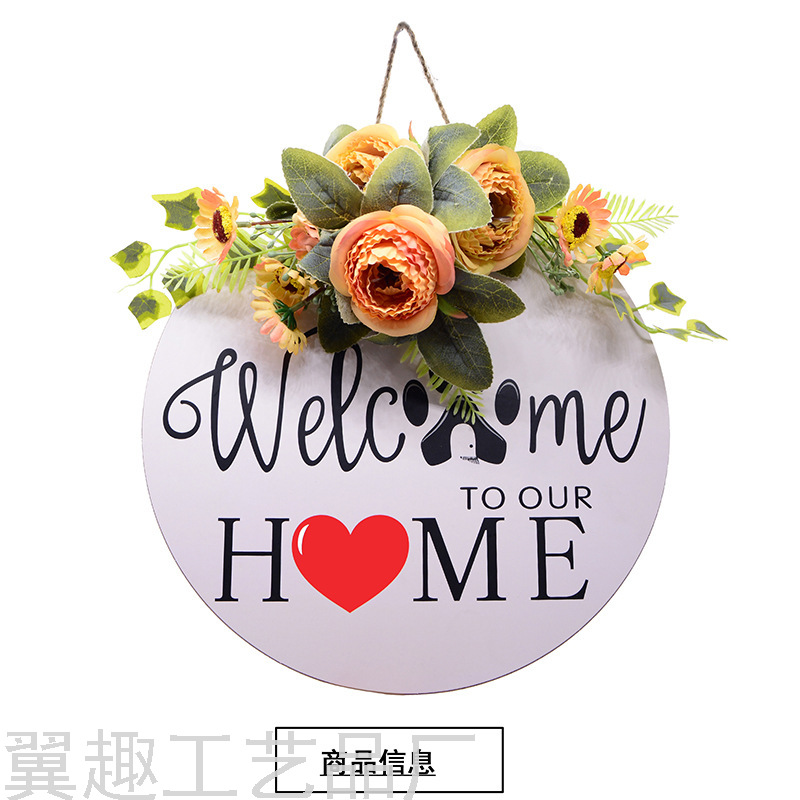 Welcome Wooden Doorplate Home Nordic Ins Home Decorations round Welcome Wooden Board Home