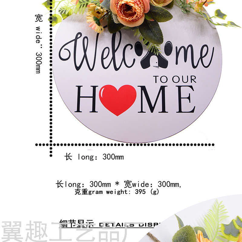 Welcome Wooden Doorplate Home Nordic Ins Home Decorations round Welcome Wooden Board Home