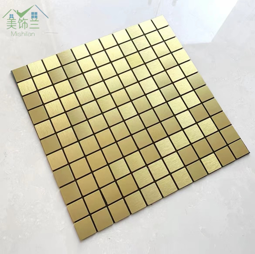 Metal Aluminum Plate Mosaic Background Wall Self-Adhesive Sticker Mosaic Tile Sticker Store Doorplate Signboard Stickers