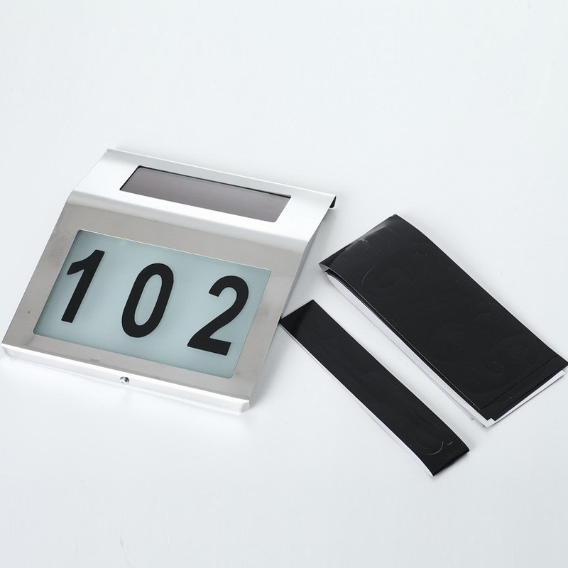 Outdoor Waterproof Solar Stainless Steel Doorplate Lamp 2led Wall-Mounted House Numbering Indicator Light Courtyard Wall Lamp