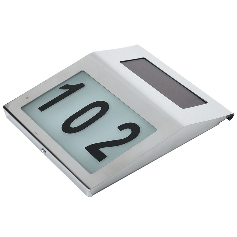Outdoor Waterproof Solar Stainless Steel Doorplate Lamp 2led Wall-Mounted House Numbering Indicator Light Courtyard Wall Lamp