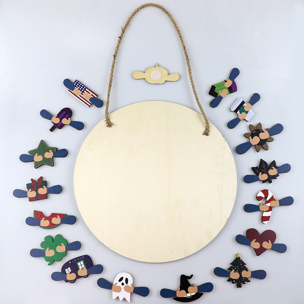 Wooden Doorplate Home Decorations Listing Dwarf Decoration Magnetic Sticker Replacement Accessories Circle Hanging Plate