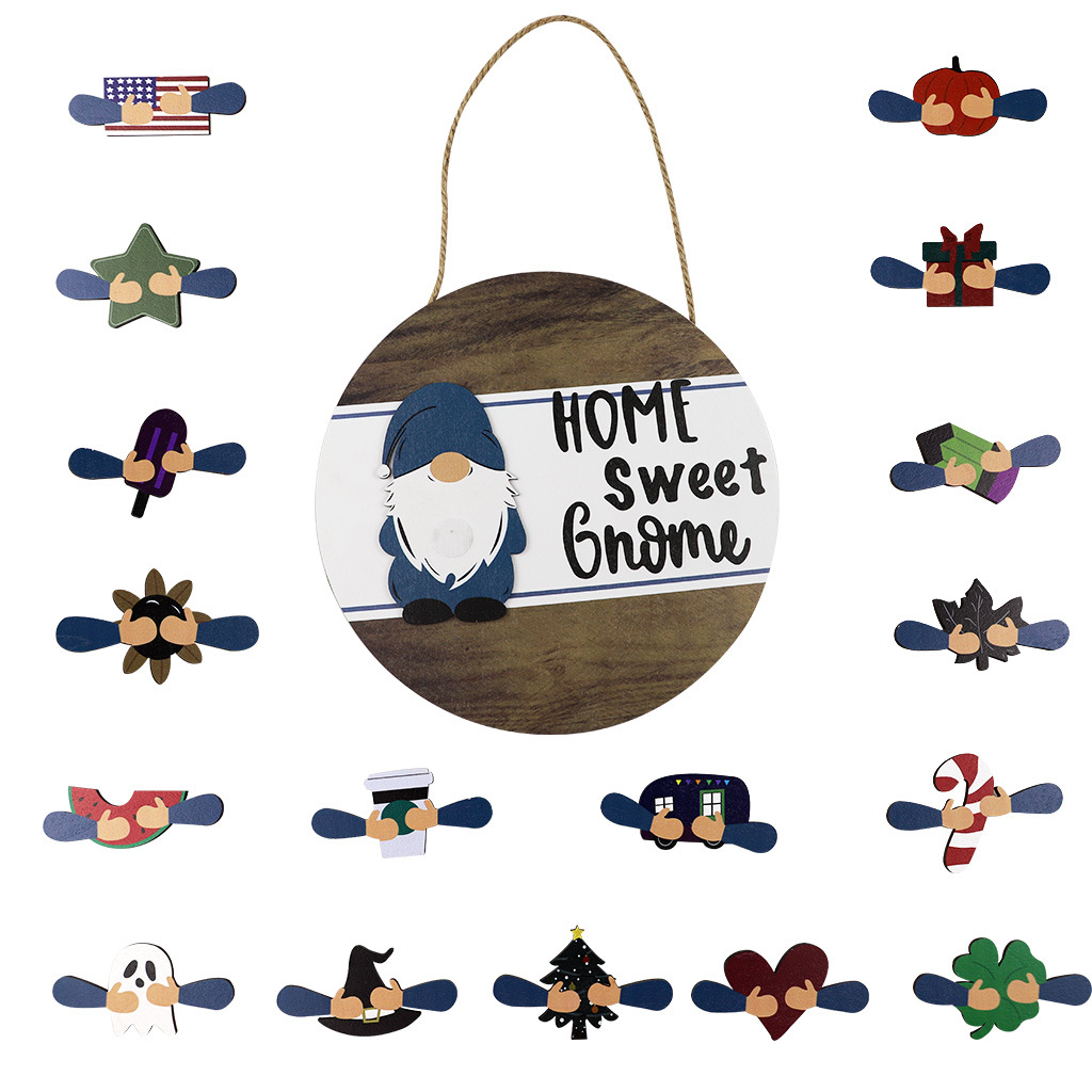 Wooden Doorplate Home Decorations Listing Dwarf Decoration Magnetic Sticker Replacement Accessories Circle Hanging Plate