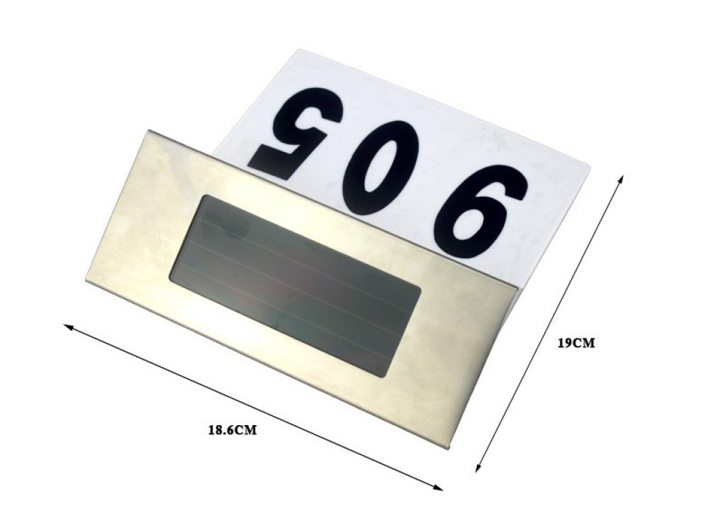 Solar LED Doorplate Lamp Outdoor Waterproof Stainless-Steel Lamps House Number Including Number and Letter Sticker Number Light