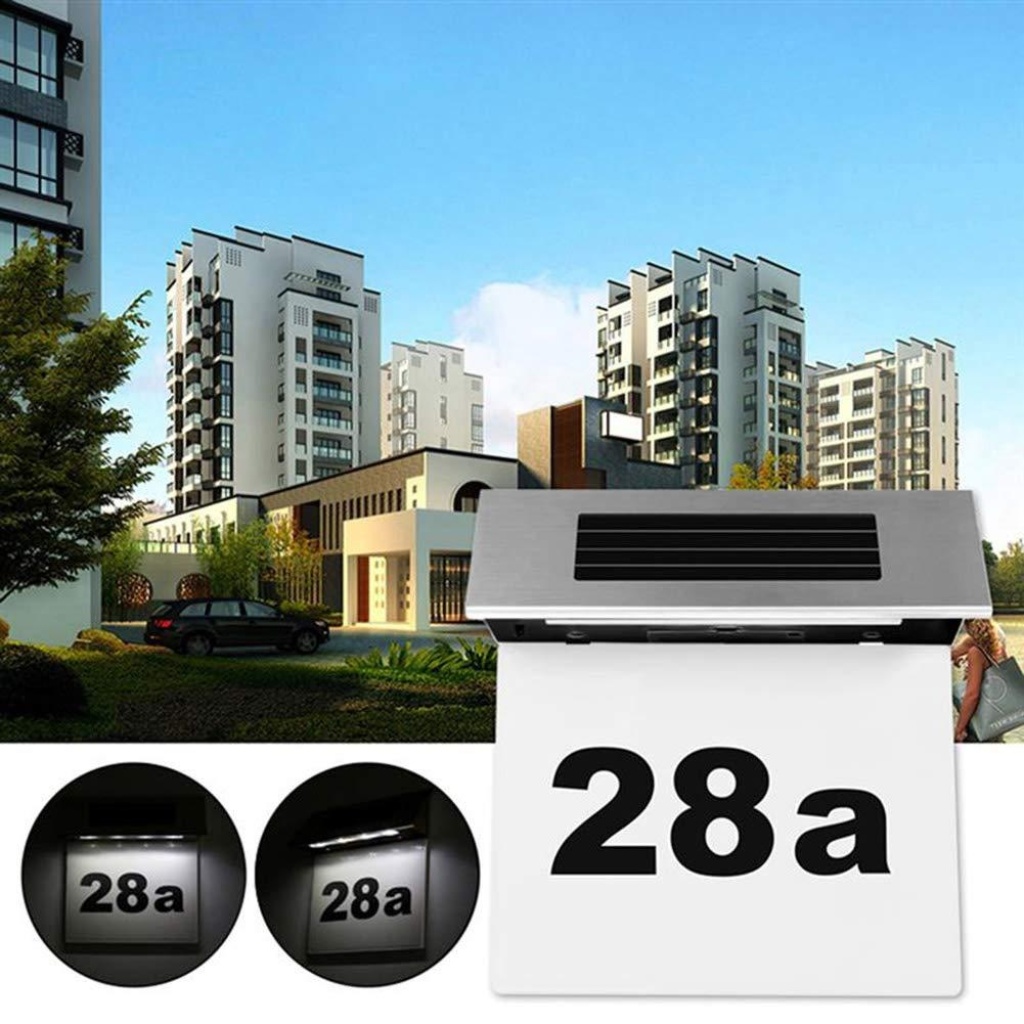 Solar LED Doorplate Lamp Outdoor Waterproof Stainless-Steel Lamps House Number Including Number and Letter Sticker Number Light