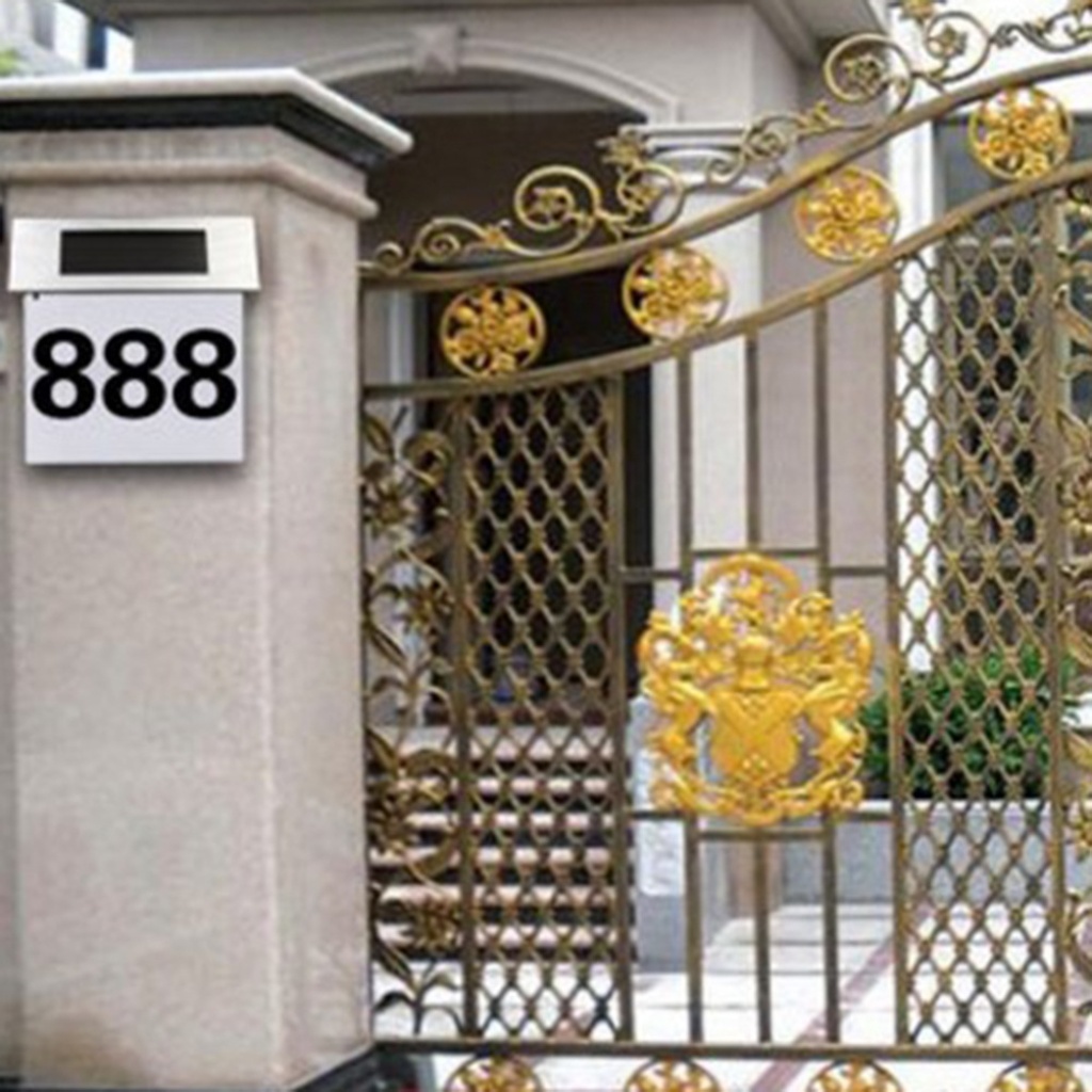 Solar LED Doorplate Lamp Outdoor Waterproof Stainless-Steel Lamps House Number Including Number and Letter Sticker Number Light