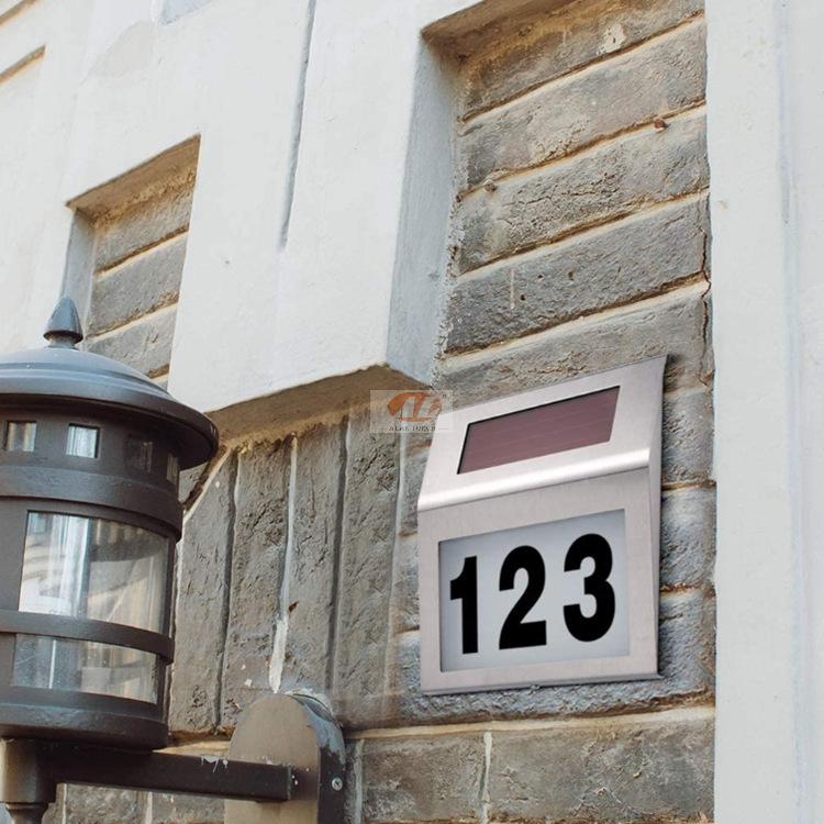 Outdoor Solar Powered Doorplate Light Led Stainless Steel Wall Lamp Lighting Decoration Garden Lamp Waterproof and Rainproof Household