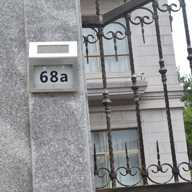 Amazon Cross-Border Solar Stainless Steel Doorplate Lamp 2led Wall-Mounted House Numbering Indicator Light Courtyard Wall Lamp
