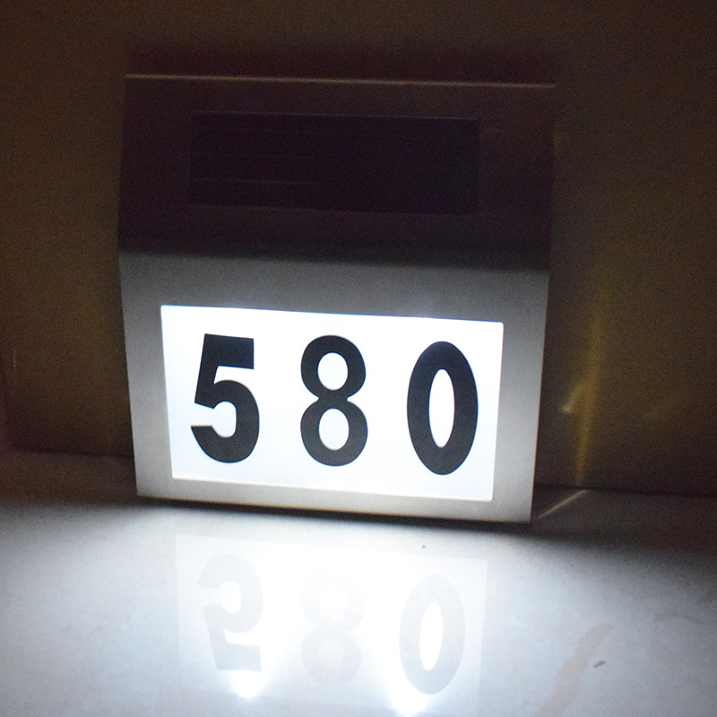 Amazon Cross-Border Solar Stainless Steel Doorplate Lamp 2led Wall-Mounted House Numbering Indicator Light Courtyard Wall Lamp