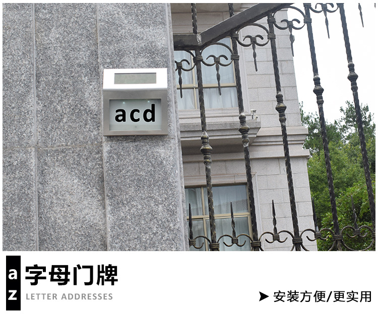 Amazon Cross-Border Solar Stainless Steel Doorplate Lamp 2led Wall-Mounted House Numbering Indicator Light Courtyard Wall Lamp