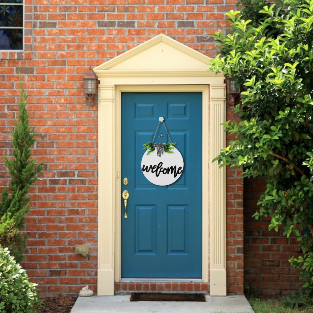 Country Style Welcome Front Door Mural Wall Decoration Wooden Ring Welcome Board Cross-Border E-Commerce Wooden Doorplate Spot Goods