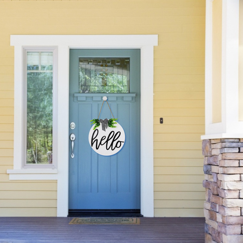 Country Style Welcome Front Door Mural Wall Decoration Wooden Ring Welcome Board Cross-Border E-Commerce Wooden Doorplate Spot Goods