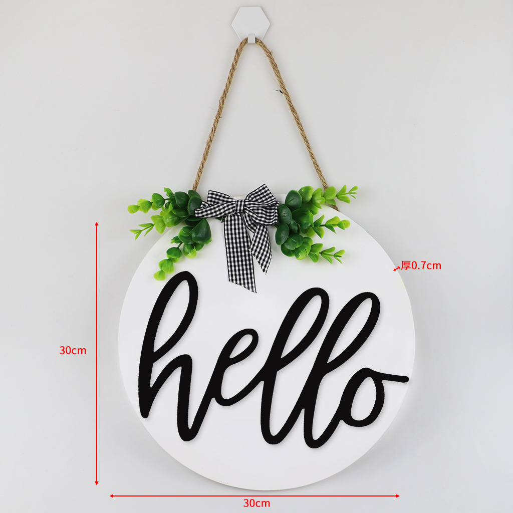 Country Style Welcome Front Door Mural Wall Decoration Wooden Ring Welcome Board Cross-Border E-Commerce Wooden Doorplate Spot Goods