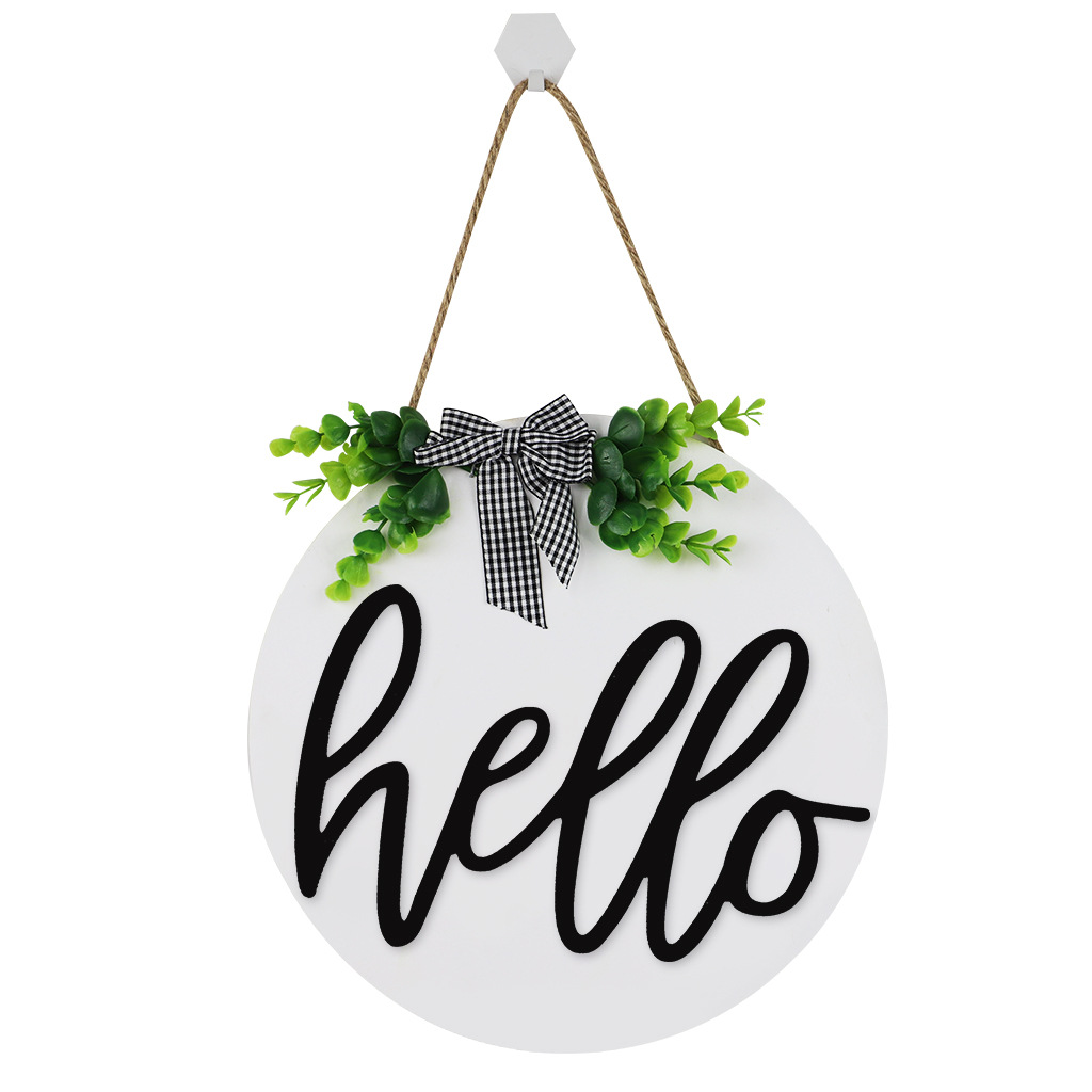Country Style Welcome Front Door Mural Wall Decoration Wooden Ring Welcome Board Cross-Border E-Commerce Wooden Doorplate Spot Goods