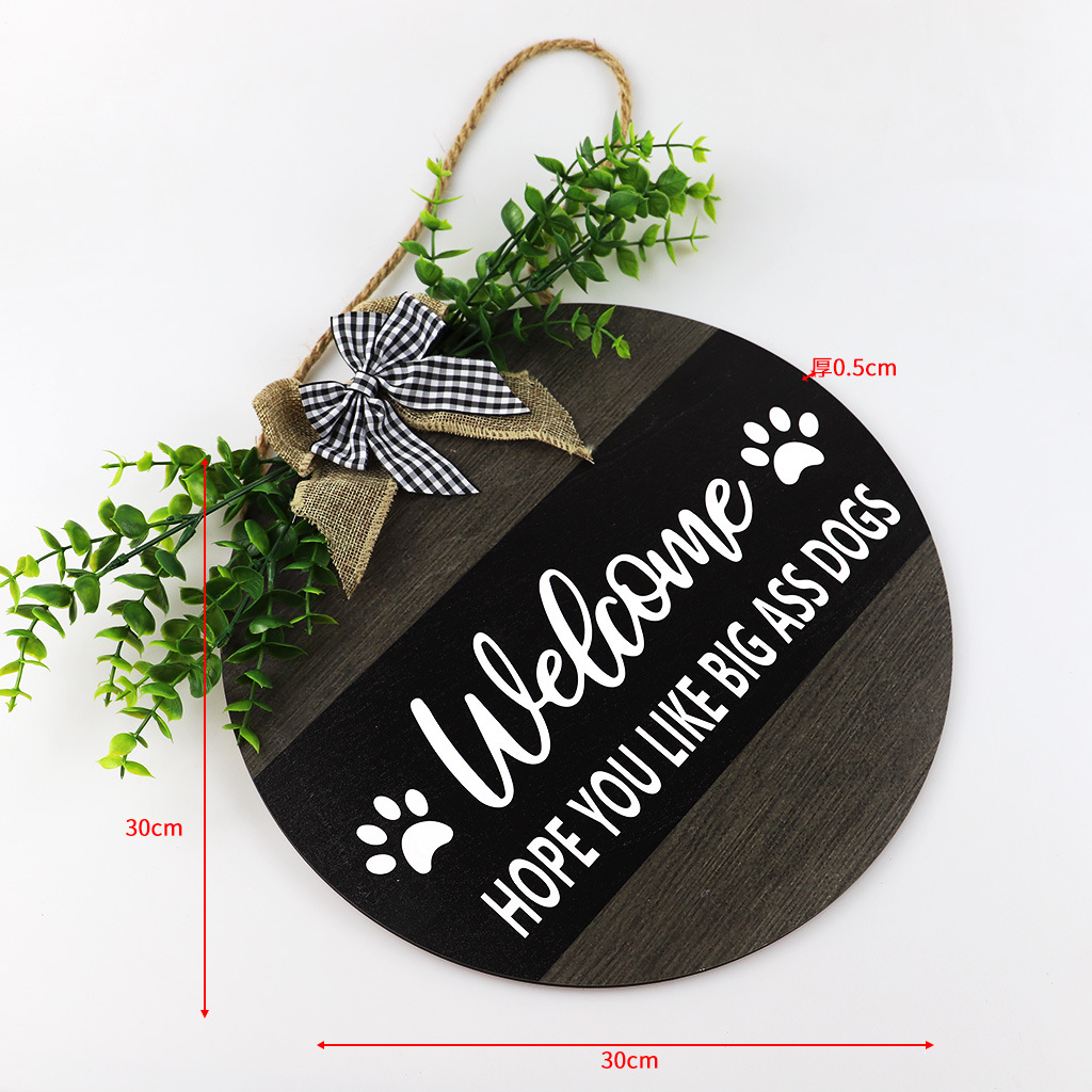 Country Style Welcome Front Door Mural Wall Decoration Wooden Ring Welcome Board Cross-Border E-Commerce Wooden Doorplate Spot Goods