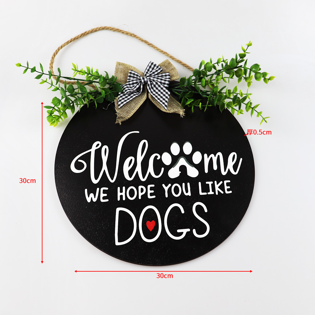 Country Style Welcome Front Door Mural Wall Decoration Wooden Ring Welcome Board Cross-Border E-Commerce Wooden Doorplate Spot Goods