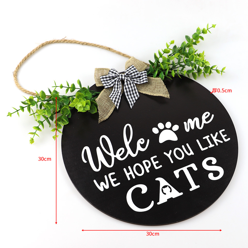 Country Style Welcome Front Door Mural Wall Decoration Wooden Ring Welcome Board Cross-Border E-Commerce Wooden Doorplate Spot Goods