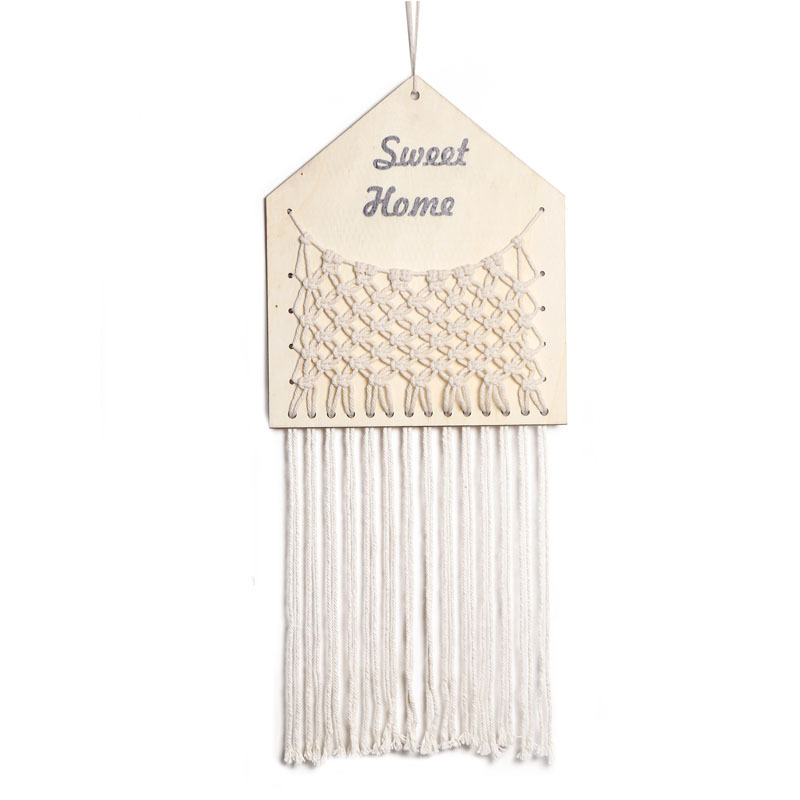 INS Woven Bohemian Creative Doorplate Home Decoration Flower Net Bag Tassel Woven Pendant Wall  Decorative net