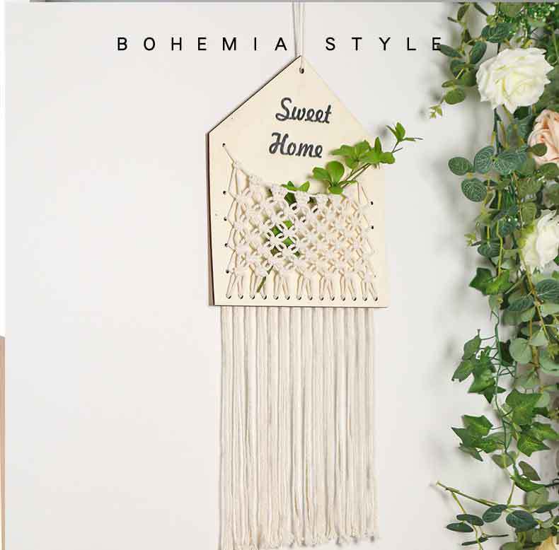 INS Woven Bohemian Creative Doorplate Home Decoration Flower Net Bag Tassel Woven Pendant Wall Decorative net INS Woven Bohemian Creative Doorplate Home Decoration Flower Net Bag Tassel Woven Pendant Wall Decorative net