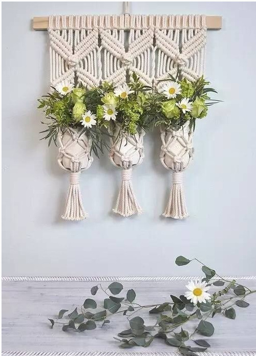 INS Woven Bohemian Creative Doorplate Home Decoration Flower Net Bag Tassel Woven Pendant Wall Decorative net INS Woven Bohemian Creative Doorplate Home Decoration Flower Net Bag Tassel Woven Pendant Wall Decorative net