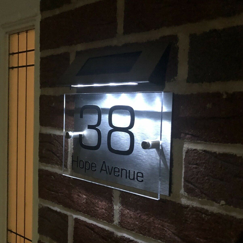 New Solar Powered Doorplate Light Address Indication Number Plate LED Light Control Digital House Number