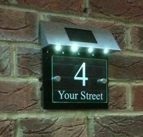 New Solar Powered Doorplate Light Address Indication Number Plate LED Light Control Digital House Number