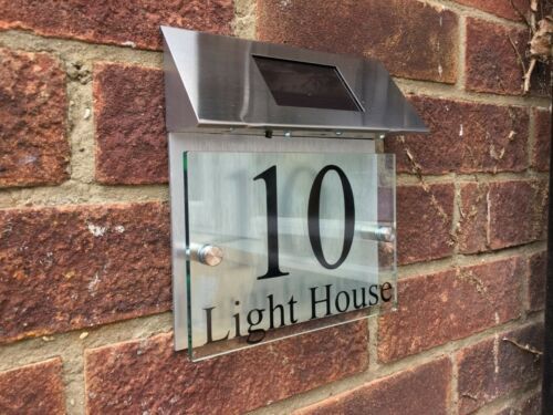 New Solar Powered Doorplate Light Address Indication Number Plate LED Light Control Digital House Number