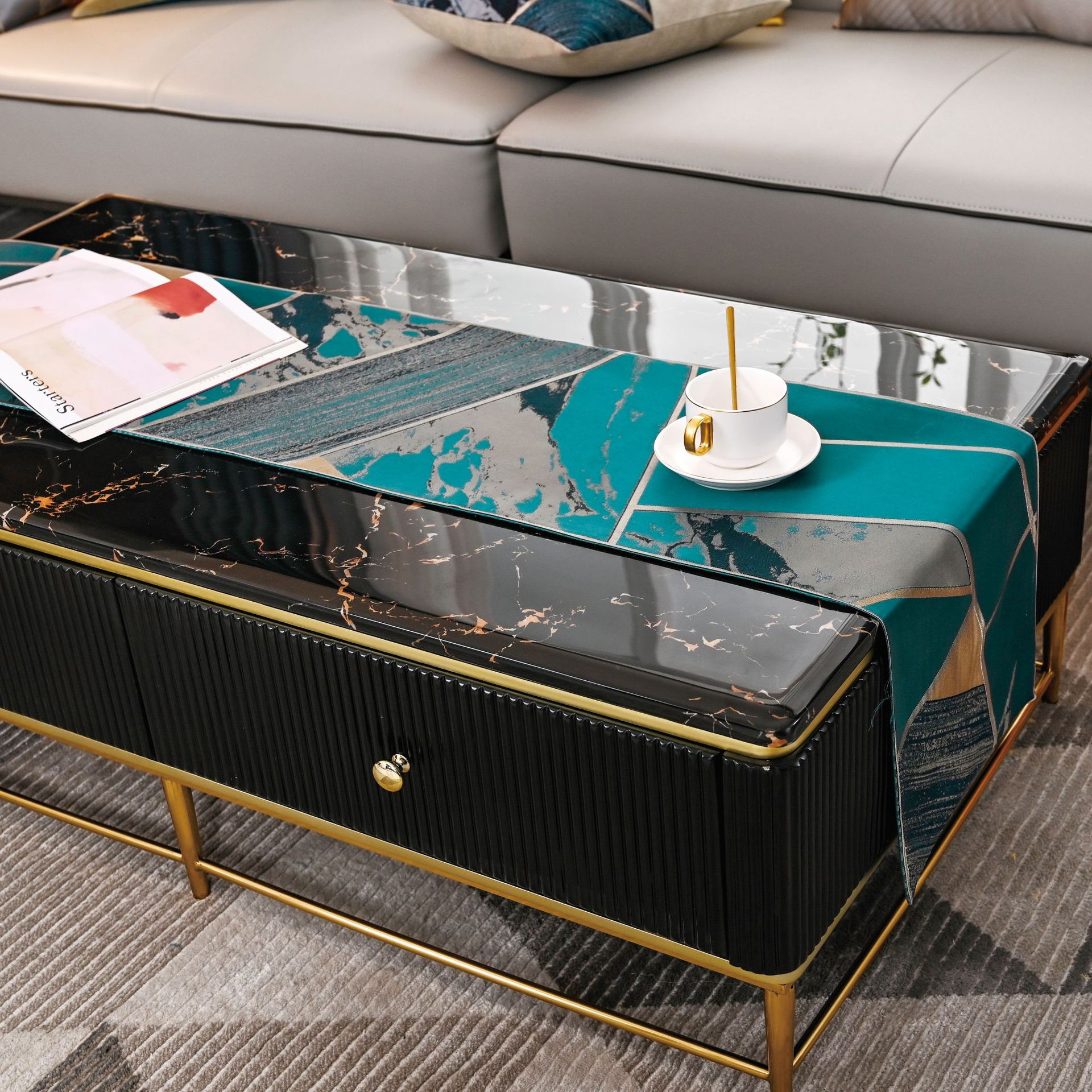 Currently Available Wholesale High Precision Jacquard Twill Plaid Table Runner Modern Light Luxury Living Room Dining Room Tablecloth and Coffee Table Cloth