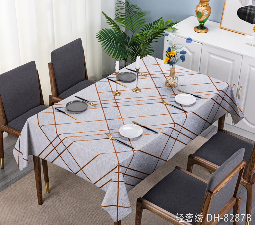 PVC Light Luxury Embroidered High-End Elegant Top-Grade Tablecloth Waterproof Oil-Proof Tablecloth PVC Light Luxury Embroidered High-End Elegant Top-Grade Tablecloth Waterproof Oil-Proof Tablecloth