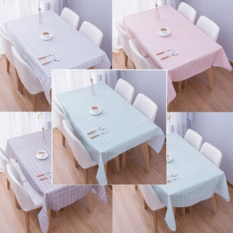 Household Fresh Checkered Waterproof Tablecloth Easy to Clean Living Room Dining Table Oilproof and Heatproof PVC Table Cloth Wholesale