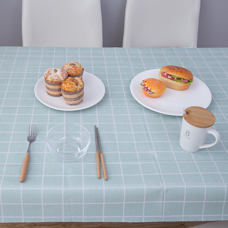 Household Fresh Checkered Waterproof Tablecloth Easy to Clean Living Room Dining Table Oilproof and Heatproof PVC Table Cloth Wholesale