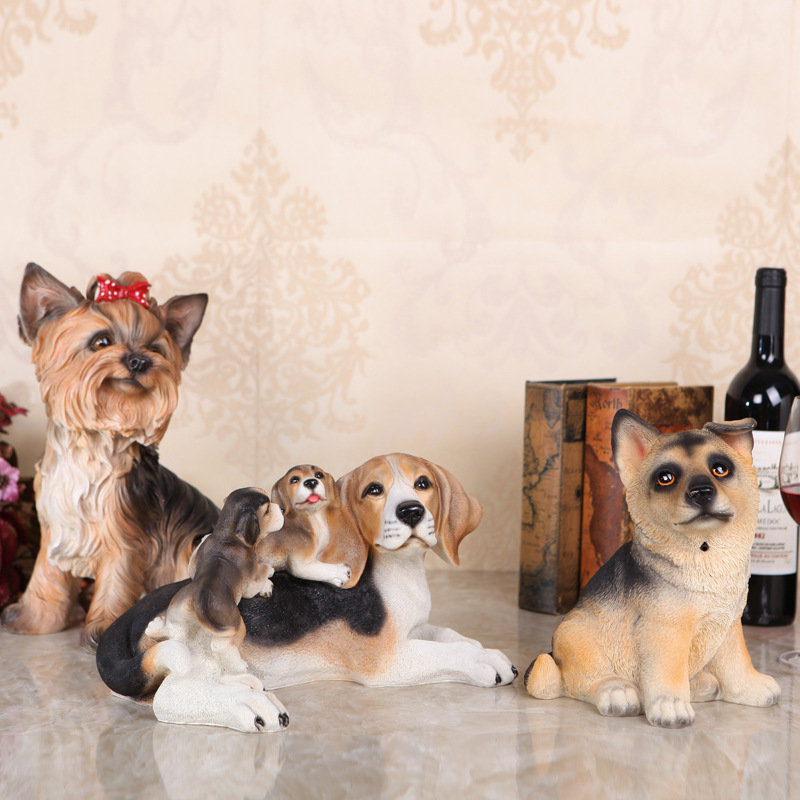 Fortune Dog Ornaments Feng Shui Jewelry Cute Simulation Model Room Shoe Cabinet Home Cat Ornament Resin Crafts