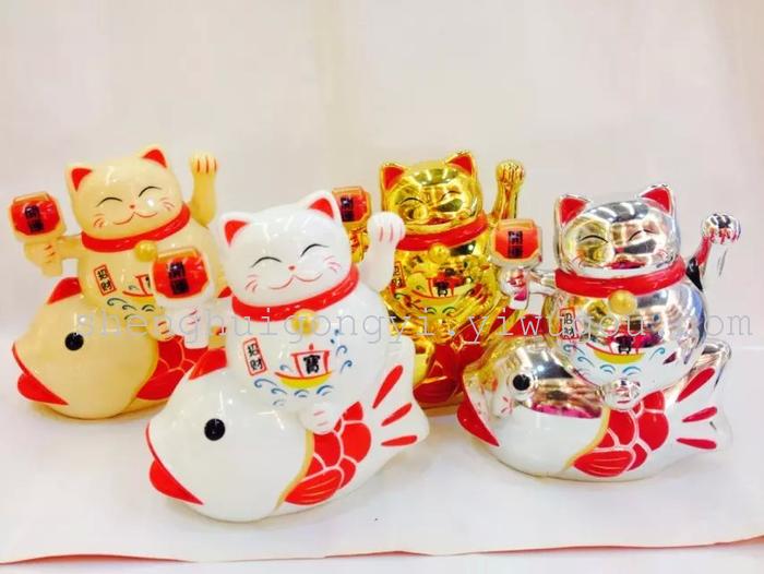 Lucky cat cat cat plastic electric hand waving Feng Shui Fortune Cat ornaments business gifts Lucky cat cat cat plastic electric hand waving Feng Shui Fortune Cat ornaments business gifts