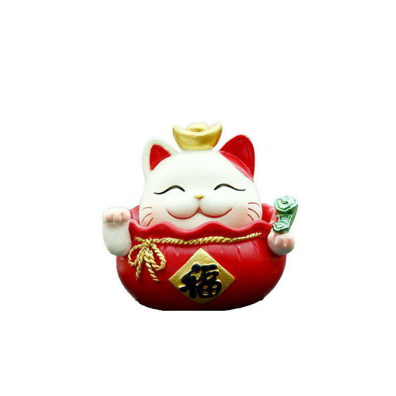 Creative Fortune Cat Car Decoration Resin Crafts Cake Decorative Ornaments Lottery Gift Small Gift Wholesale