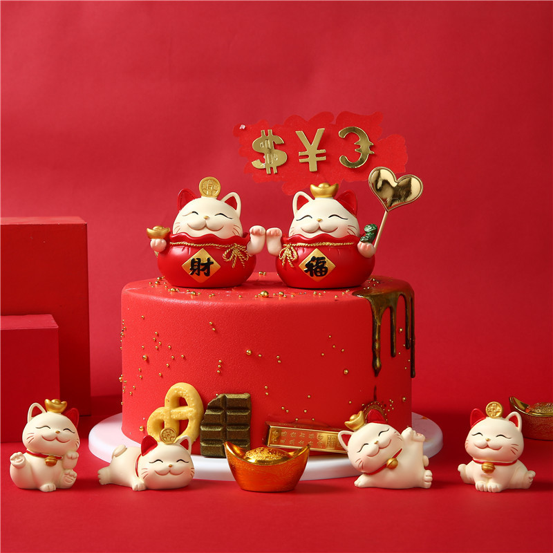 Creative Fortune Cat Car Decoration Resin Crafts Cake Decorative Ornaments Lottery Gift Small Gift Wholesale