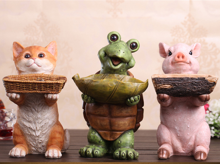 Fortune Cat Decoration Animal Resin Crafts European-Style Home Decoration Hallway Shoe Cabinet Key Storage Box